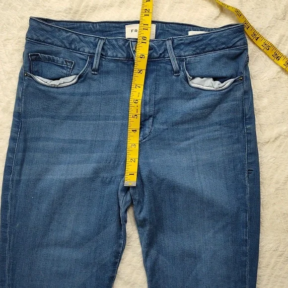 Frame Women's Denim Blue Jean Le Crop Mini Boot Medium Wash Size 28 - Picture 3 of 10
